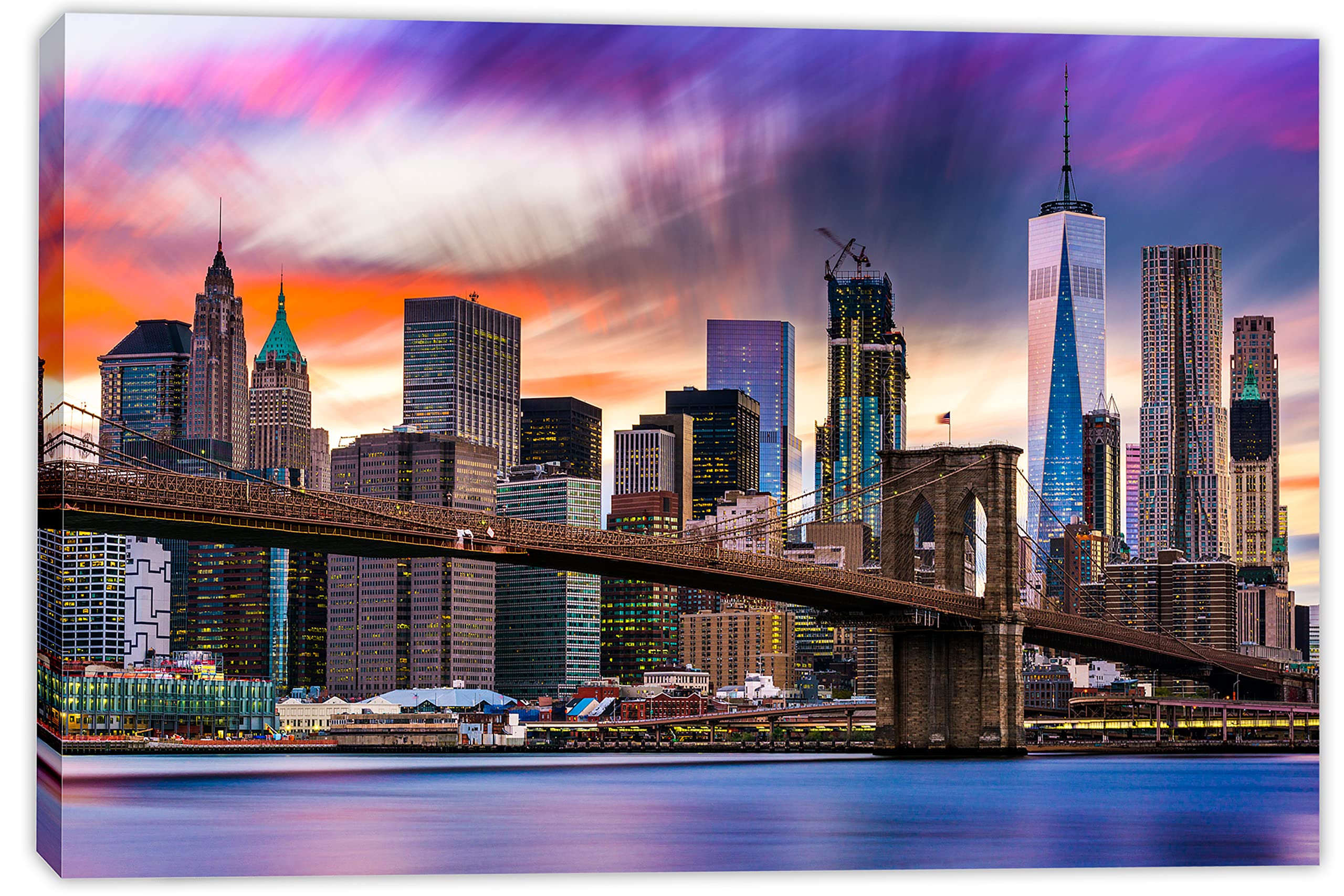 【週末セール】【3Dアート】NEW YORK - EAST  Amazon.com: 60 x 40 - Colorful New York City Skyline Canvas